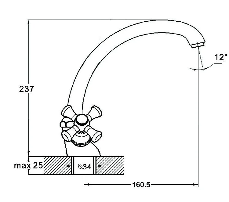 Смеситель для кухни (мойки) G-lauf QMT4-B722 (1/2; керам.на шпильке)