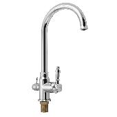 8243 MAGNUS Cмеситель кухня С-образный излив ХРОМ с двойным выпуском воды для фильтра латунь