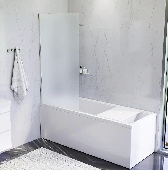 W90BS-080-140CM Gem Шторка на борт ванны 80*140, фикс., хром, стек, матовое, с пристен. кронштейном