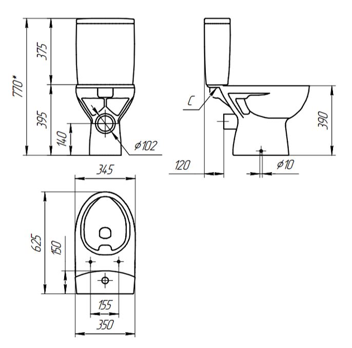 Унитаз-компакт  Cersanit PARVA NEW CLEAN ON безоб.+сид. дюропласт микролифт,