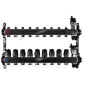 Коллекторная группа 1* на 9 вых. нерж.квадрат TIM KBS5009 c кранами и воздух.
