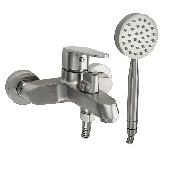 9242 MAGNUS Смеситель ванна короткий нос , шаровый с дивертором на корпусе из нержавеющей стали