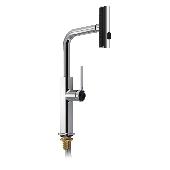 8261 MAGNUS Cмеситель кухня шаровый Г - образный излив вытяжной, корпус из латуни ХРОМ