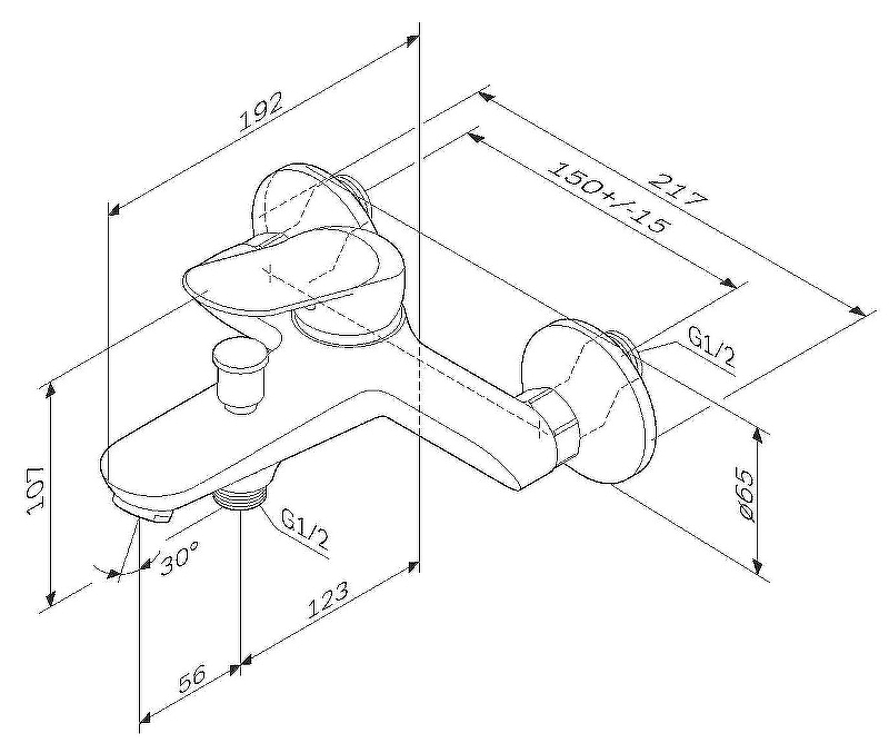 Смеситель для ванны и душа излив 179мм ХРОМ F85C10000 Sunny, АМ.РМ