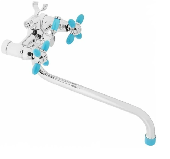 A7182M Смеситель для ванны ACCOONA с поворот изливом 300мм дивертор в корпусе цинк/хром/синий (10)