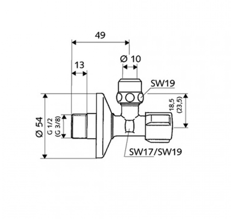 TECE Вентиль 1/2” х 3/8” угл. Schell Comfor 049070699