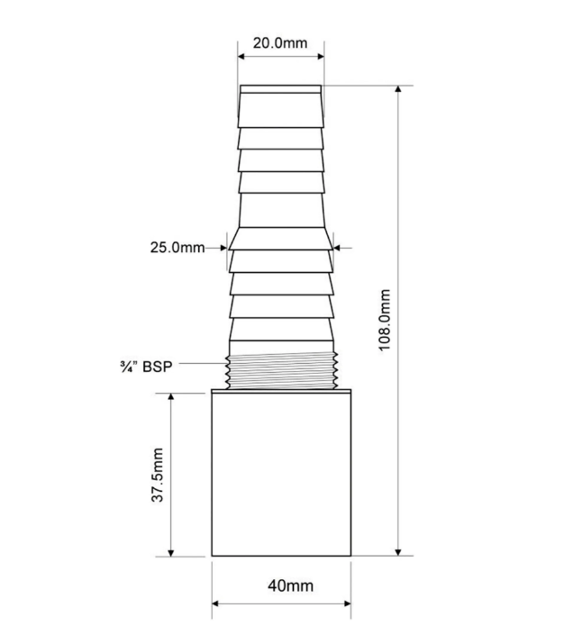 Адаптер прямой для подключения слива бытовой техники, выход D=40 мм, белый McAlpine