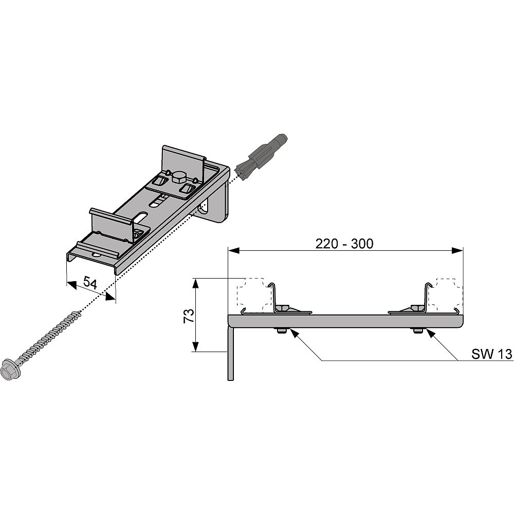 Крепление двойное  удлин TECE (9030013)