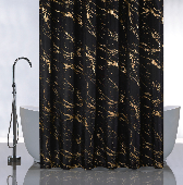 01-108 САНАКС Штора в ванную комнату без колец - ЧЁРНЫЙ  МРАМОР с ЗОЛОТОМ- полиэстэр
