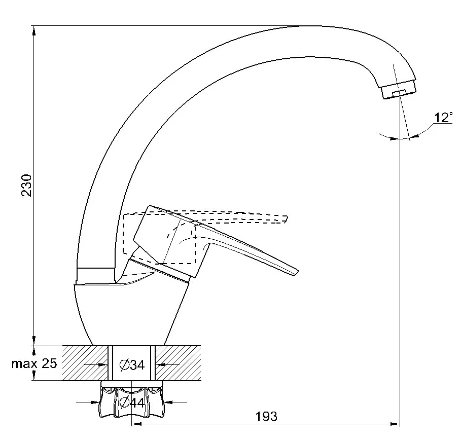 Смеситель для кухни (мойки) G-lauf 8G4-A180 (D40; на гайке; кор. излив)