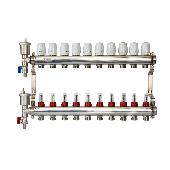 Коллектор из нерж. стали с расходомерами, воздухоотводчик и слив.кран 10 выходов ZOTA