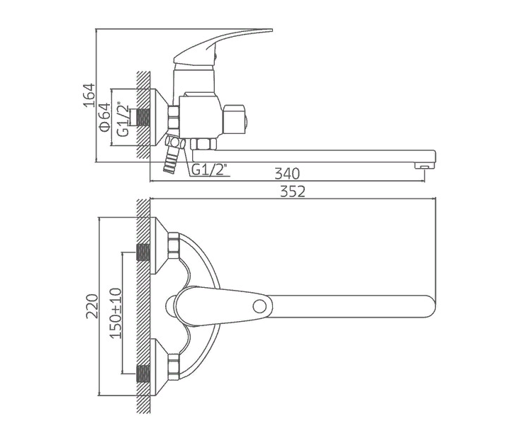 A7125 Смеситель для ванны ACCOONA с длин. поворот. изливом 300мм див.в корпусе цинк/хром(10)