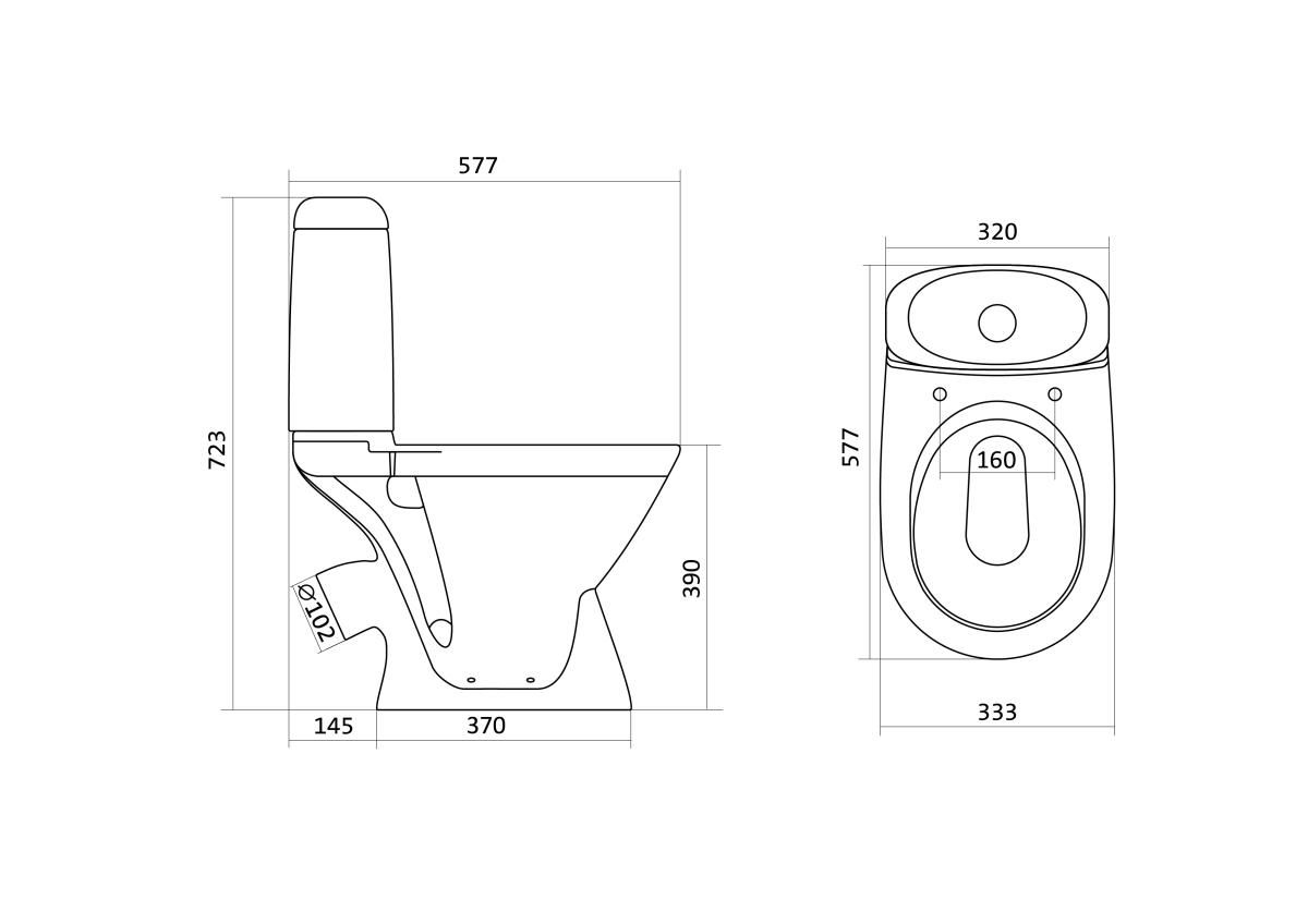 Унитаз-компакт РИМИНИ (косой выпуск, ниж.подводка, 1-кн. арм., сид. п/п) 1.WH11.1.758, САНТЕК
