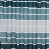 01-02 САНАКС Штора в ванную комнату без колец - ГОРИЗОНТАЛЬНЫЕ ЗЕЛЁНЫЕ ПОЛОСКИ- полиэстэр