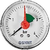 Манометр аксиальный с указ.предела Корпус Dn 50 мм 1/4, 0...4 бар, кл.2.5 STOUT (SIM-1007-500408)