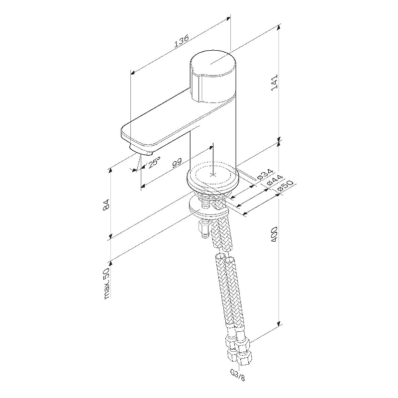 Смеситель для умывальника TouchReel, ЧЁРНЫЙ, F85A02522 X-Joy AM.PM