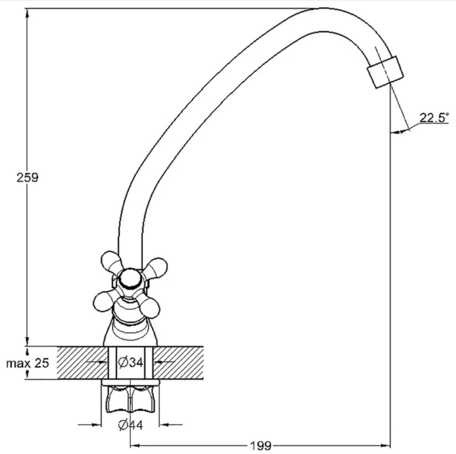 Смеситель для кухни (мойки) G-lauf QFR4-A827 (1/2 керам. на гайке)