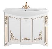 Тумба+умывальник Кармен 105см  белая, патина золото (рак. Лагуна 105), VOD-OK