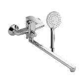 8570 MAGNUS Смеситель в ванную шаровый длинный излив с дивертором на корпусе