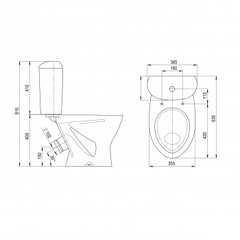 Унитаз-компакт Версия (косой вып., ниж. подв., 1-реж. арм., сид. полипропилен), SANTERI