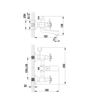 Смес. д/ванны с коротк. изливом LEMARK PARTNER (LM6542C)