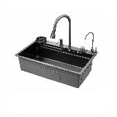 Мойка многофункц. ПРОФСАН PSM-9951GR 750х460х200мм (+кран д/питьев.воды, автом.слив,водопад) ГРАФИТ