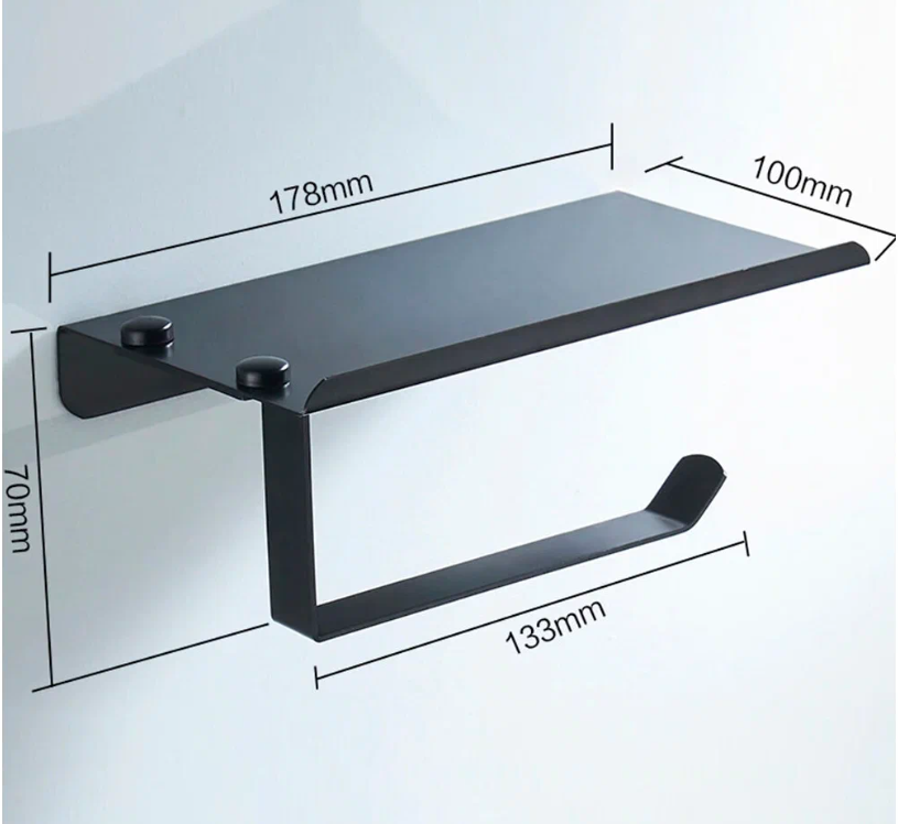 A11605-4 Бумагодержатель с полкой ACCOONA авиац.алюминий Цвет: черный (18)