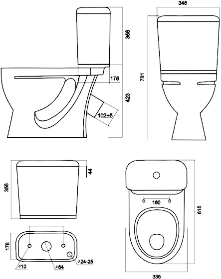 Унитаз-компакт Стандарт эконом (косой вып., ниж. подв., 1-реж. арм. Уклад, сид.полипропилен), SANITA