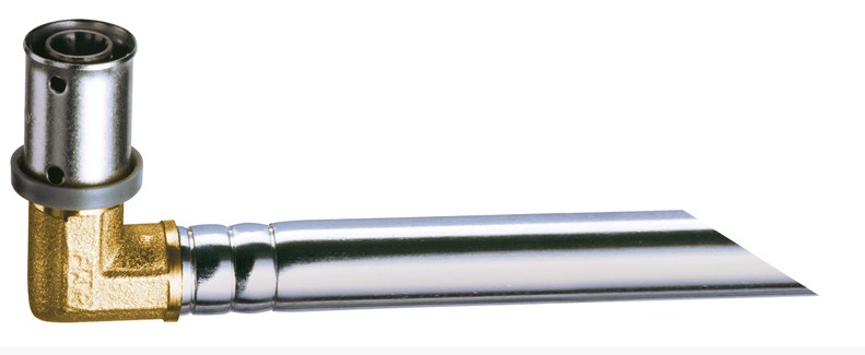 Пресс-уголок 20х2 с хром.труб.(L = 24 см, ф15мм) для подключения к радиатору лат.(без покрыт.)