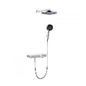 Душевой комплект MORANS ручной, верхний душ, термостат, хром, BERGES