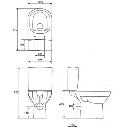 Унитаз-компакт  Cersanit CITY Clean On 011 3/5 DPL EO slim+сид.дюропласт микролифт