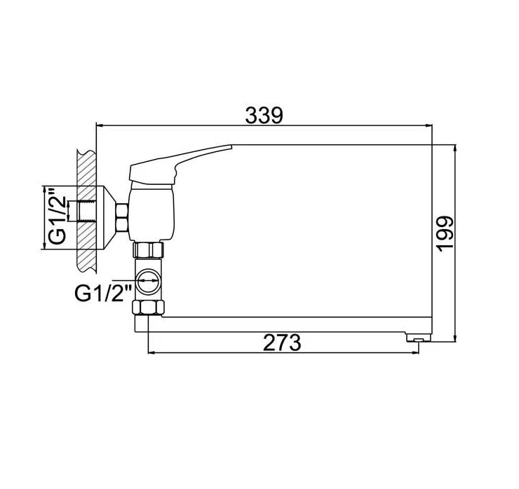A7053 Смеситель для ванны ACCOONA с длинным поворотным изливом дивертор 300мм латунь/хром(10)