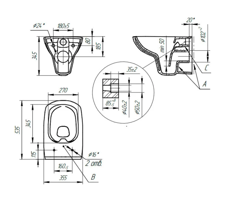 Унитаз подвесной  Cersanit CARINA XL CLEAN ON безоб.+сиденье дюро микролифт DPL EO Slim