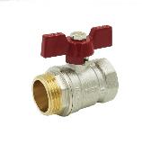 Кран шар.(вода) «STANDARD» (бабочка красная) НИКЕЛЬ 1/2