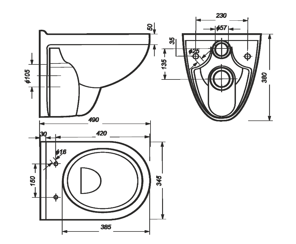 Унитаз подвесной Best Luxe SL DM (гориз.,сиденье дюро, микролифт,душ.смыв), SANITA LUXE