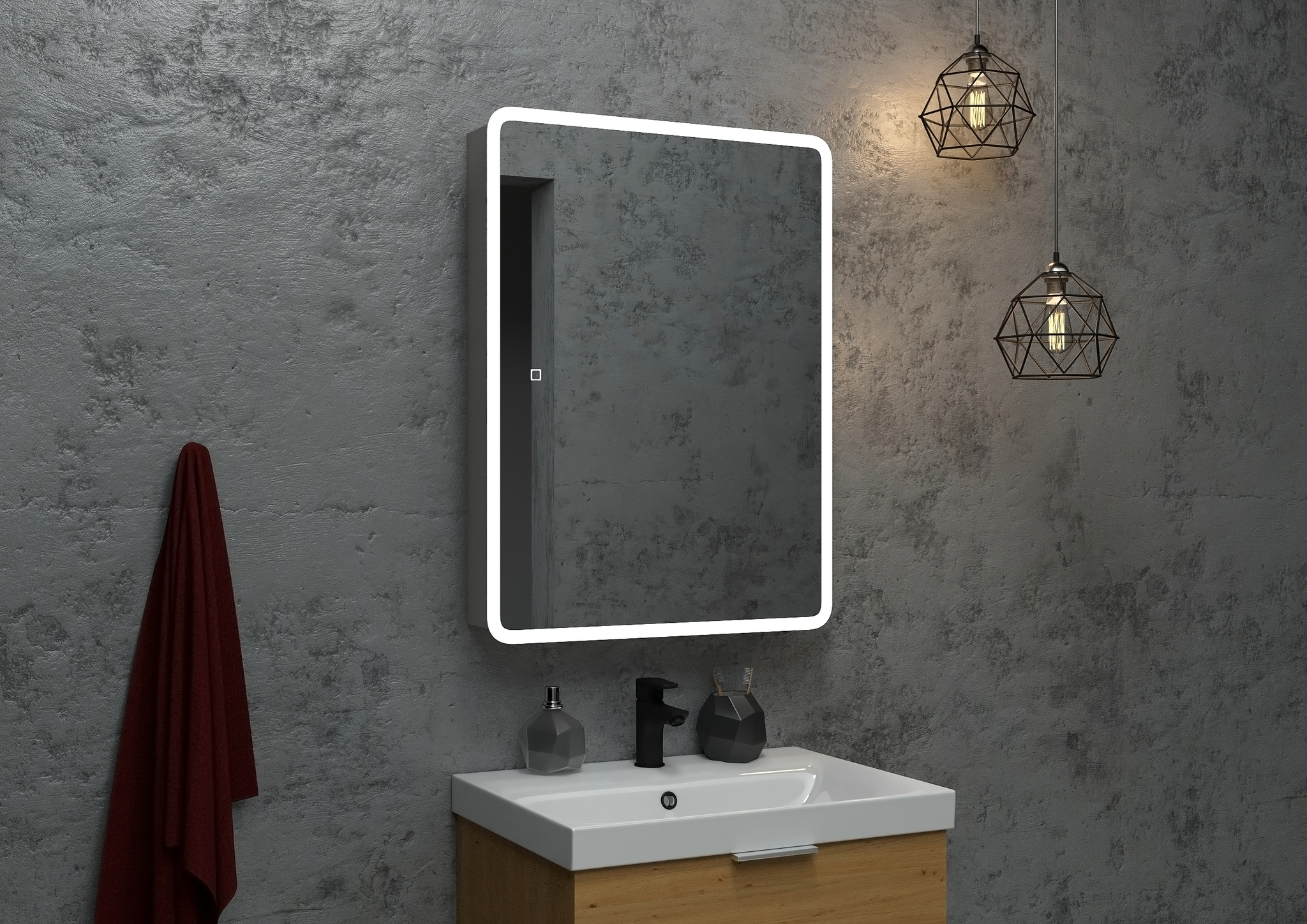 Зеркало-шкаф Emotion LED 600х800 универсальная установка, сенсор