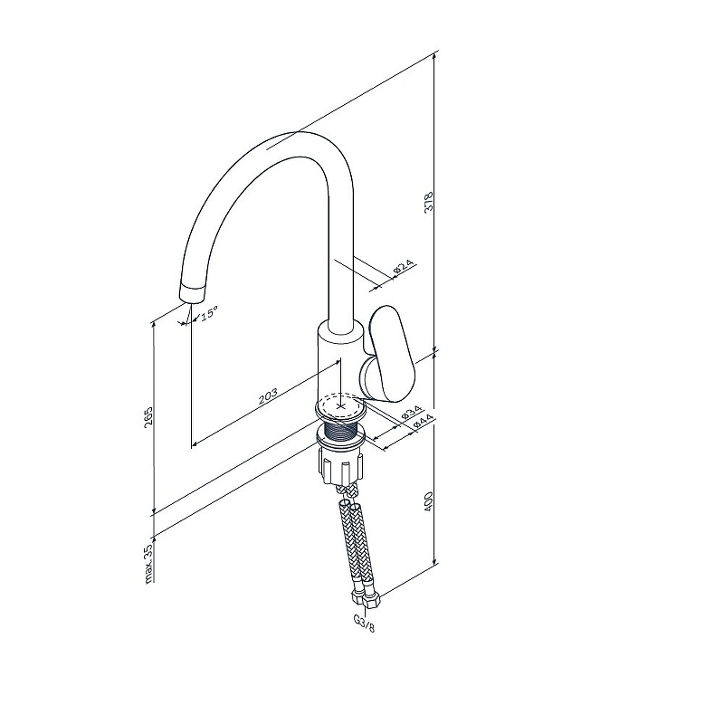 Смеситель для кухни элегантный БЕЛЫЙ  F8007133  LIKE АМ.РМ