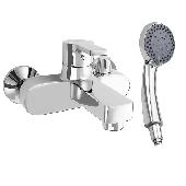 385009 BIANCO Смеситель ванна шаровый, короткий излив, поворотный дивертор м/к на корпусе