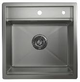 Мойка кухонная KS-5051 СТАЛЬ МАТОВАЯ 500х510 Kitchen Space (ролл-мат,дозатор, мет. сифон), GRANULA