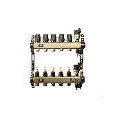 Коллекторная группа 1* с расх. на 5 вых. нерж.квадрат TIM KCS5005 c кранами и воздух.