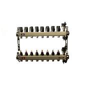 Коллекторная группа 1* с расх. на 8 вых. нерж.квадрат TIM KCS5008 c кранами и воздух.