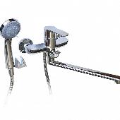 3716 BIANCO Смеситель ванна шаровый,  длинный нос c дивертором на корпусе