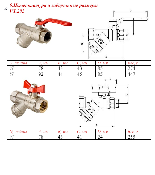 VT292Кран шар. 1/2