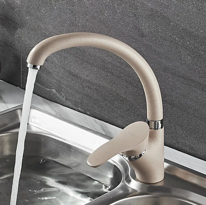 A4005E Смеситель для кухни ACCOONA с гайкой керамика 40мм цвет: бежевый глянец