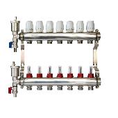 Коллектор из нерж. стали с расходомерами, воздухоотводчик и слив.кран 7 выходов ZOTA