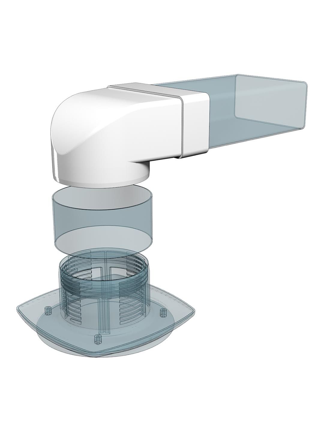 Соединитель угловой  плоского воздуховода с круглым пластик 90° 60х120/D100 ERA 612СК10КП