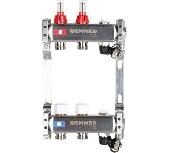 Коллектор из нерж. стали с расходомерами, с клап. вып. воздуха и слив. 2 вых. ROMMER RMS-1201-000002