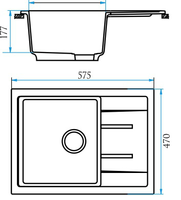 Мойка глян.Анастасия Z150Q4(черн) 575x470x200. Granit MARR BERGG