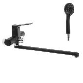 A71122F Смеситель для ванны ACCOONA с длин. изливом 350мм дивертор в корпусе Цвет: черный+хром (10)