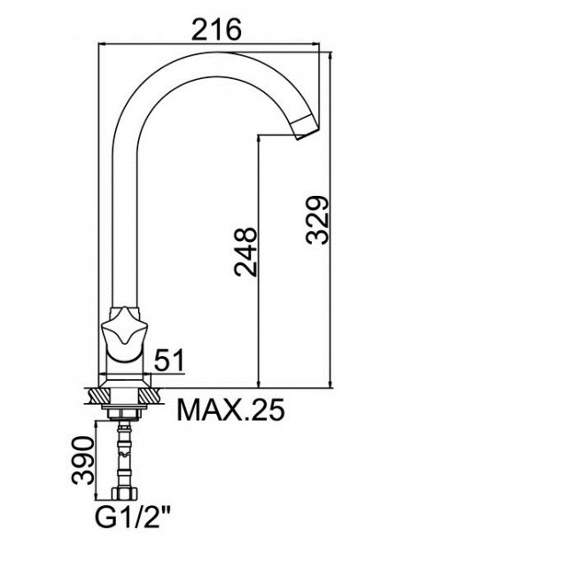 A4573 Смеситель для кухни ACCOONA высокий с гайкой Цвет: хром (10)